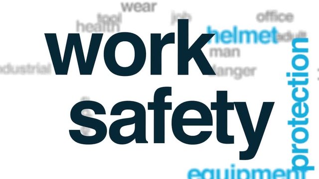 Work safety animated word cloud. Kinetic typography.