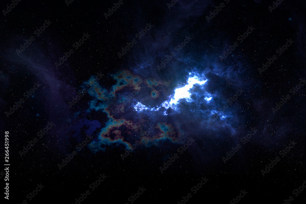 Wall mural amazing blue and red star nebula or constellation in the space, infinite galaxy, elements of this im