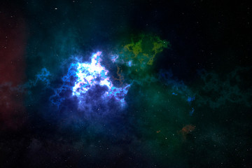 Obraz premium amazing blue and red star nebula or constellation in the space, infinite galaxy, elements of this image furnished by nasa b