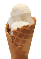 vanilla ice cream isolated illustration on white background