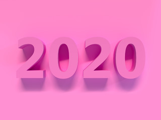 2020 type/text number pink wall scene 3d rendering