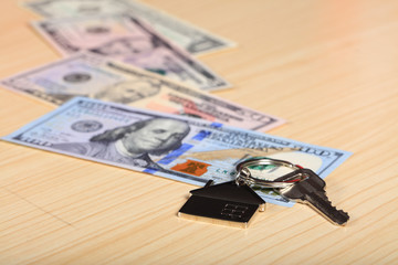 House model, the key and the dollar