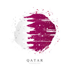 Qatari flag in the form of a large circle. Vector illustration