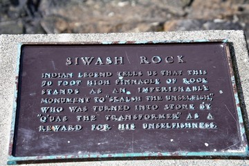 Siwash Rock sign        Stanley park Vancouver BC Canada