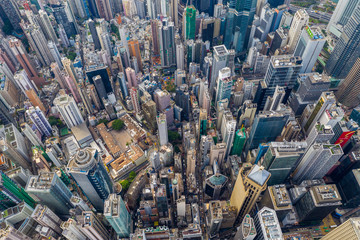 Fototapeta na wymiar Top down view of Hong Kong urban city