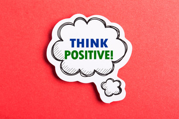Think Positive Speech Bubble Isolated On Red Background
