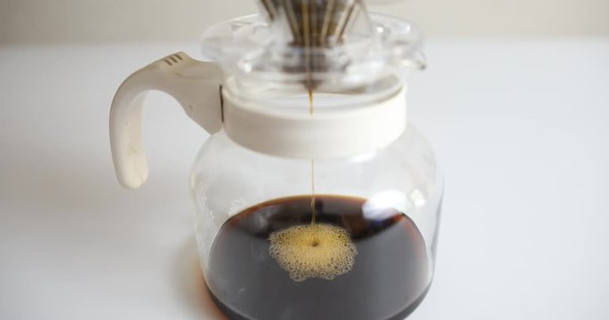 Close up shot of making hand drip coffee