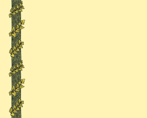 Hand drawn ivy on tree seamless pattern. Endless vector tracery