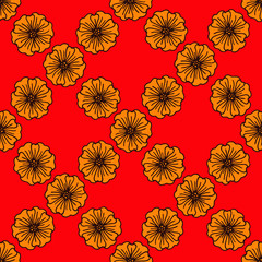 Hand drawn fantasy flower seamless pattern for fabric, cloth, print, textile, backsplash and wrapping paper. Colored endless vector illustration