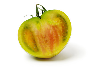 fresh green tomato isolated on white background