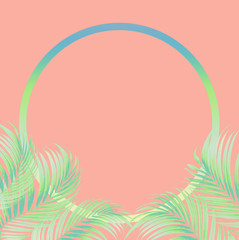 frame picture with green leaf of palm tree background