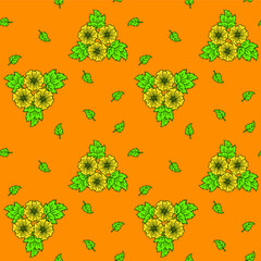 Hand drawn fantasy floral seamless pattern for fabric, cloth, print, textile, backsplash and wrapping paper. Colored endless vector illustration with flowers and leaves