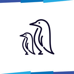 Line Penguin logo vector template