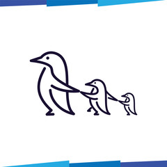 Line Penguin logo vector template