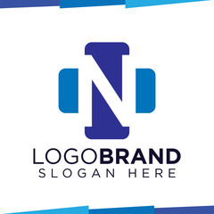 N Initial Letter cross medical logo vector template