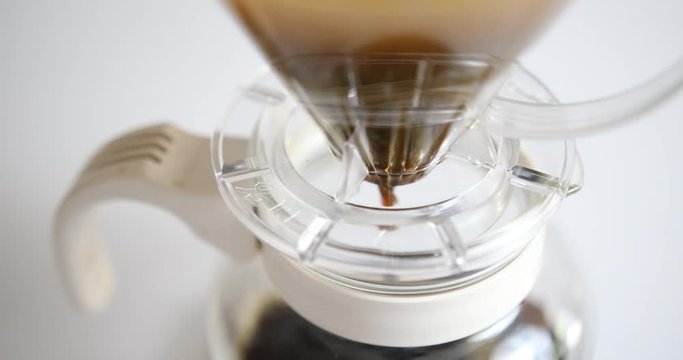 Close up shot of making hand drip coffee