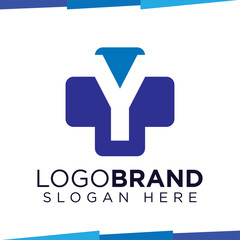 Y Initial Letter cross medical logo vector template