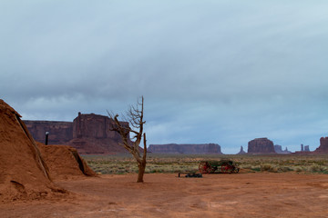 Monument Valley Landscape with Navajo Hogan home