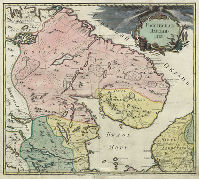 Russian Lapland Of Russian Empire Map - 19 C.