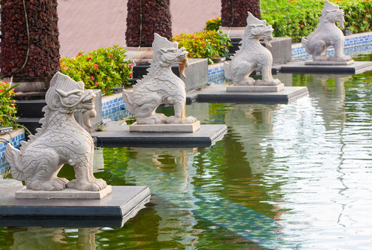 The Sculpture of Chinese lion in Sanya, Hainan island