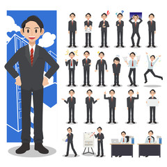 Businessman character set on a white background