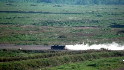 Russian military tank on military exercises in military industry and technology on forum army 2017 Polygon Alabino.