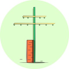 Minimalistic electric pole on a bright green background