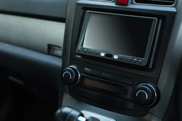 Obraz na płótnie Canvas Car audio system front panel.