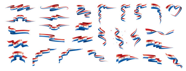Paraguay flag, vector illustration on a white background - obrazy, fototapety, plakaty