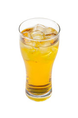 Summer yellow cocktail on isolated white background