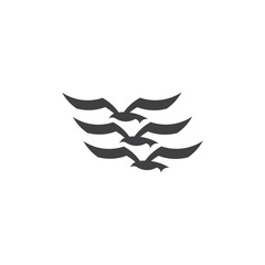 three sea bird simple geometric logo vector