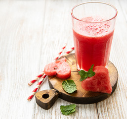 Watermelon smoothie and fresh watermelon