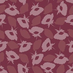 Fototapeta na wymiar Vector Dog-Roses Shades in Wine Red seamless pattern background.