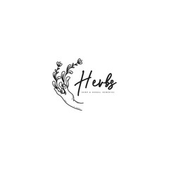 Vintage herbs logo in black and white