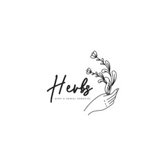 Vintage herbs logo in black and white