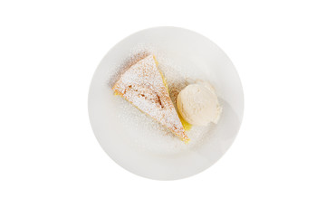 Fototapeta na wymiar sponge cake with ice cream isolated white