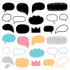Abstract Speech Bubbles. Hand-drawn vector illustration with dialog shapes. Good for t-shirt print, websites, flyer, poster design. 