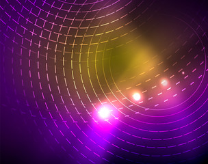 Neon circles abstract background