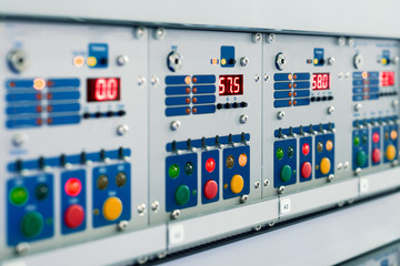 Electrical panel with switches and warning lights