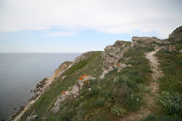 Rocky shores of the Dzhangul, Crimea, Russia.