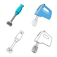 Vector design of kitchen and cook symbol. Set of kitchen and appliance stock symbol for web.