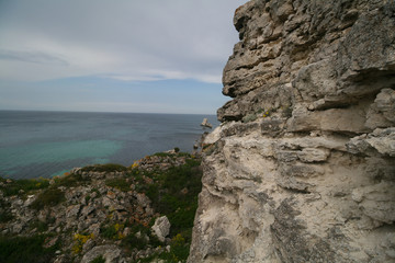 Fototapeta na wymiar Rocky shores of the Dzhangul, Crimea, Russia.