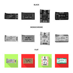 Isolated object of ticket and admission symbol. Set of ticket and event stock symbol for web.