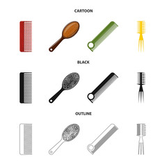 Isolated object of brush and hair sign. Collection of brush and hairbrush stock vector illustration.