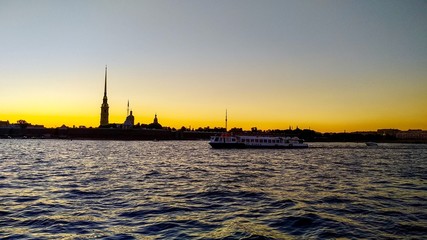 Saint Petersburg , Admiralteystvo building , sunset