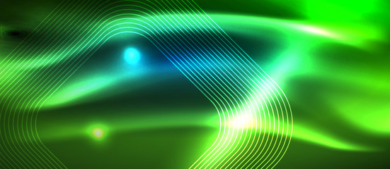 Neon glowing techno lines, hi-tech futuristic abstract background template with square shapes