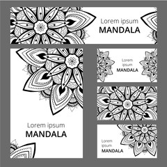 Mandala pattern design template. May be used for Business card or booklet, banner, book cover. illustration.