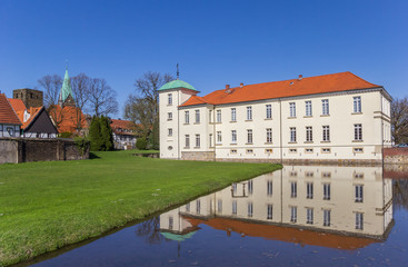 Castle Westerholt with reflection in the water, Germany