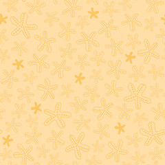 Seamless pattern with star fish. Beach vector background in sand yellow color for fabric, wallpaper, scrapbooking projects.