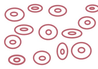 Simple purple circles pattern hand painted on white background.